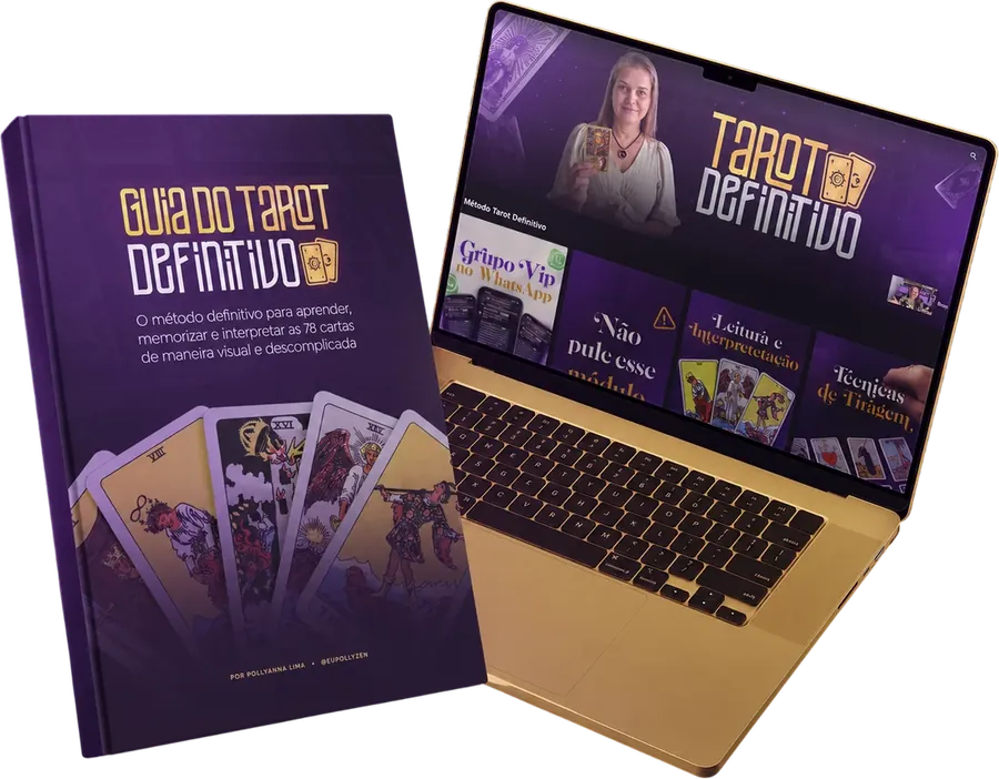 Guia do Tarot Definitivo e a área de membros no notebook