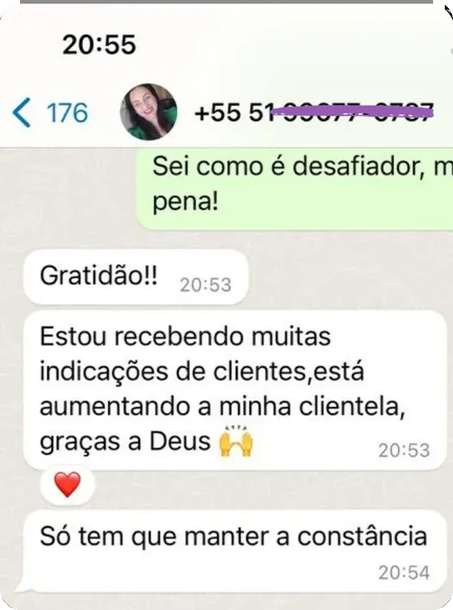Depoimento — muitas indicações de clientes